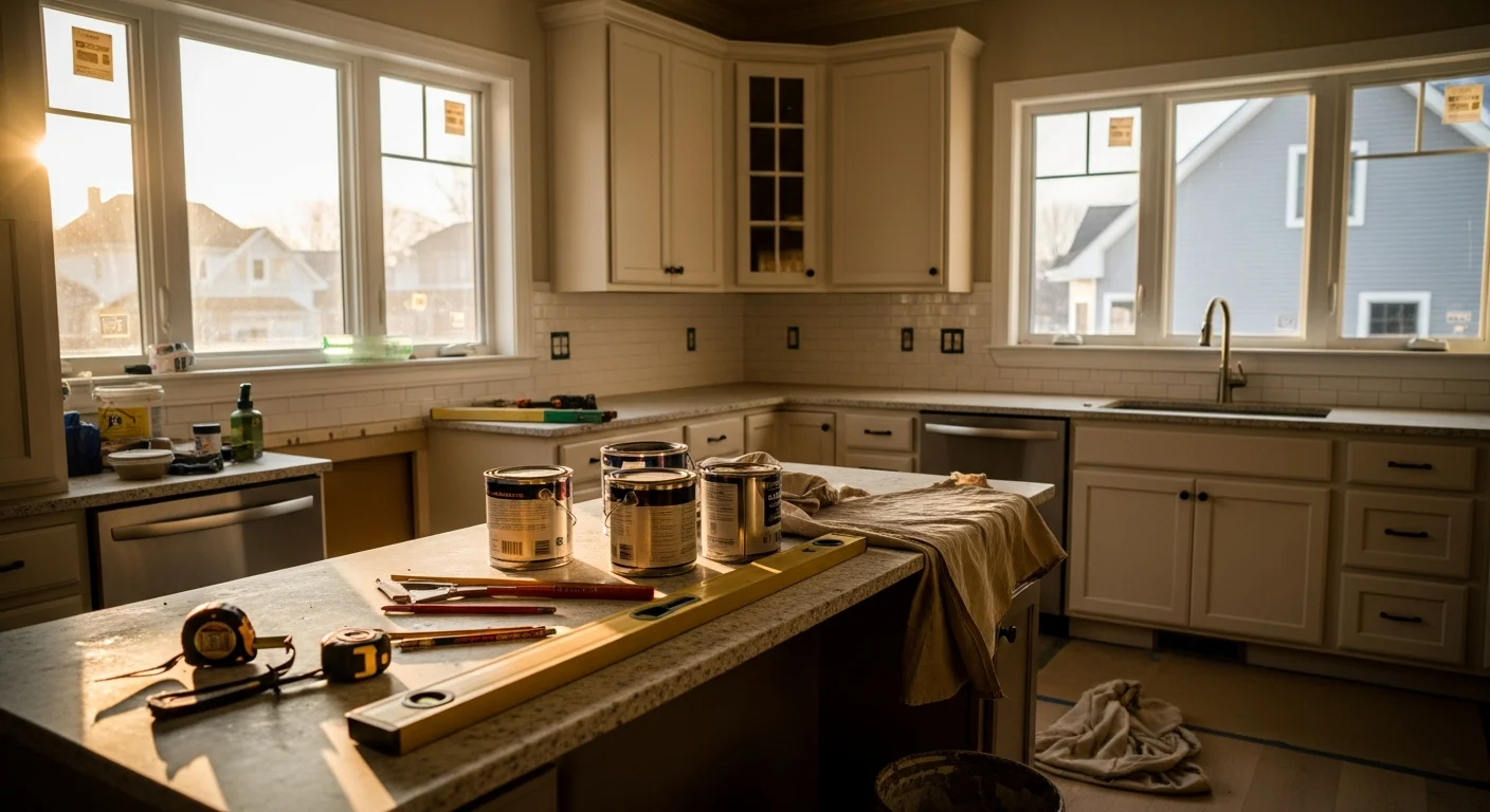 Modern kitchen with custom cabinetry and countertops