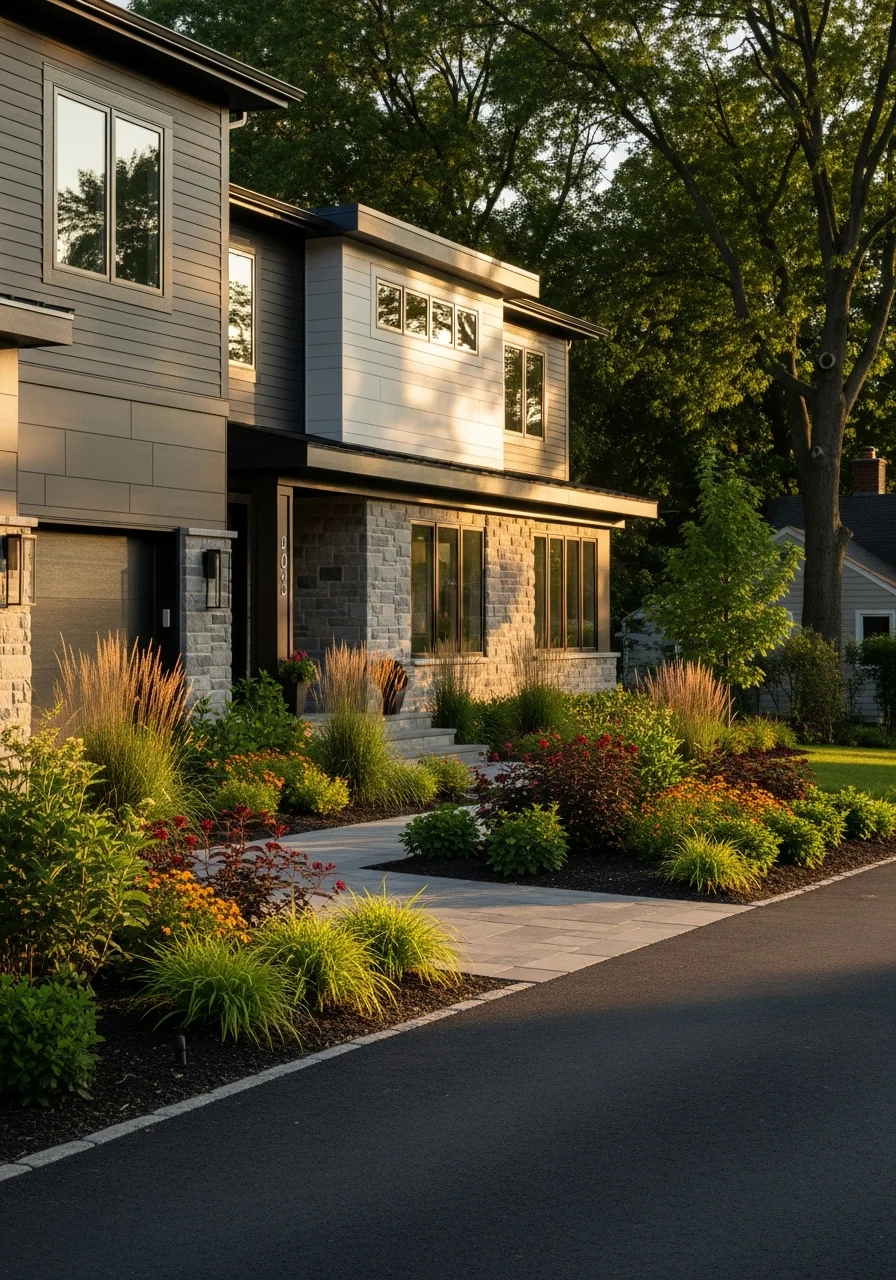 Modern Beachwood residential property with contemporary landscaping and professional exterior maintenance.