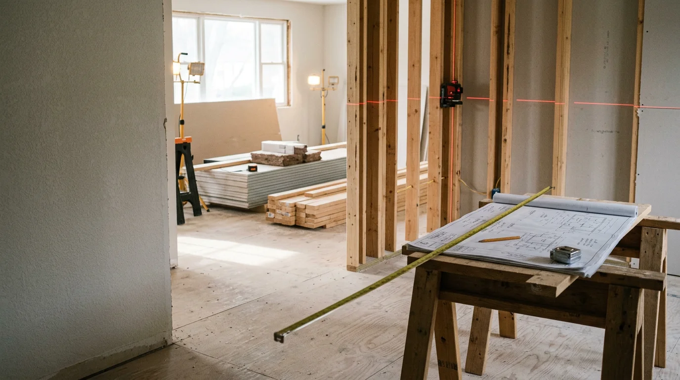 Remodeled first-floor living and kitchen area in a Chagrin Falls home, featuring an open layout with updated finishes and natural light. The space connects the main living area to the kitchen, reflecting a modern approach to an established Northeast Ohio home.